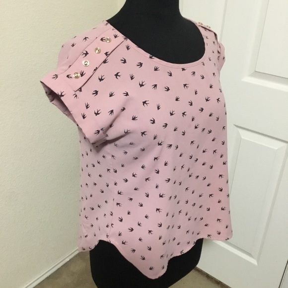 Paper moon Sparrow top, mauve, black sparrows, size M - Picture 5 of 5